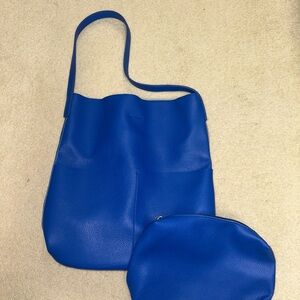 Anthropologie The Joss Faux Leather Bucket Tote w/Mini Pouch